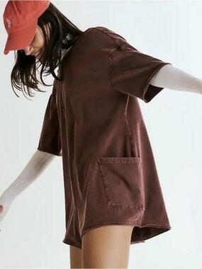 NEW Free People x FP Movement Hot Shot Tee Romper in Brown